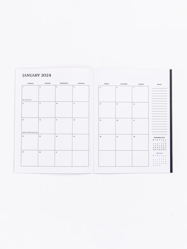2024 Large Monthly Planner | Fan Girl Blue & Green