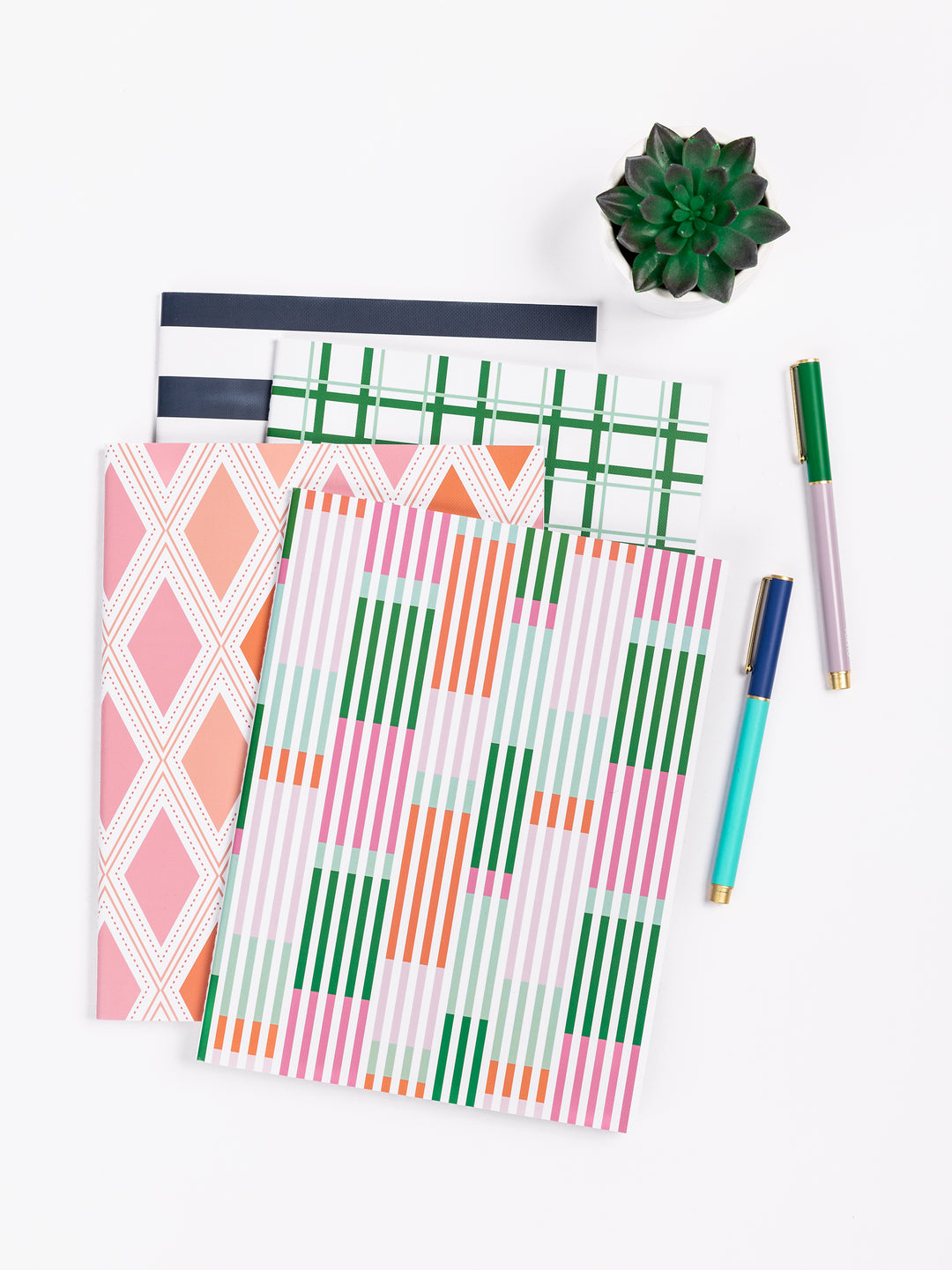 Large Notebook | Line It Up Pink & Green