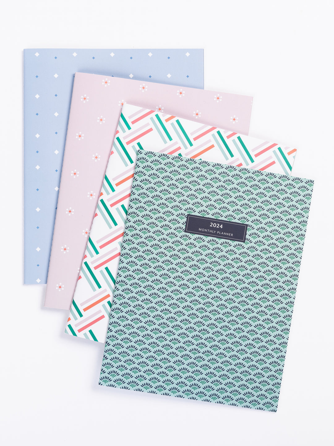 2024 Large Monthly Planner | Square Dance Pink & Green