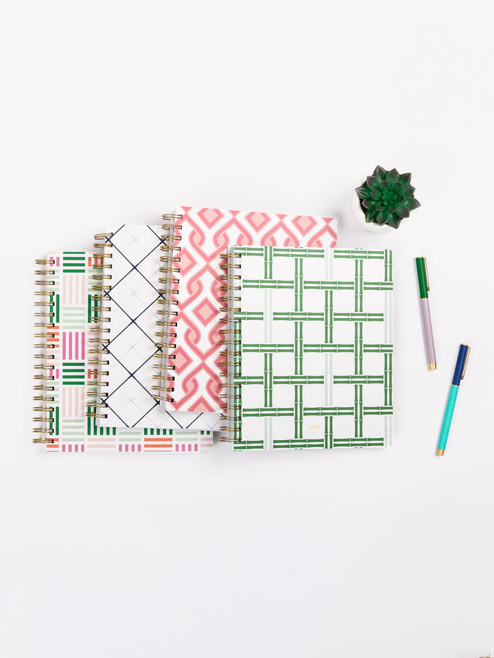 2024 Spiral Weekly Planner | Town Square Pink & Green