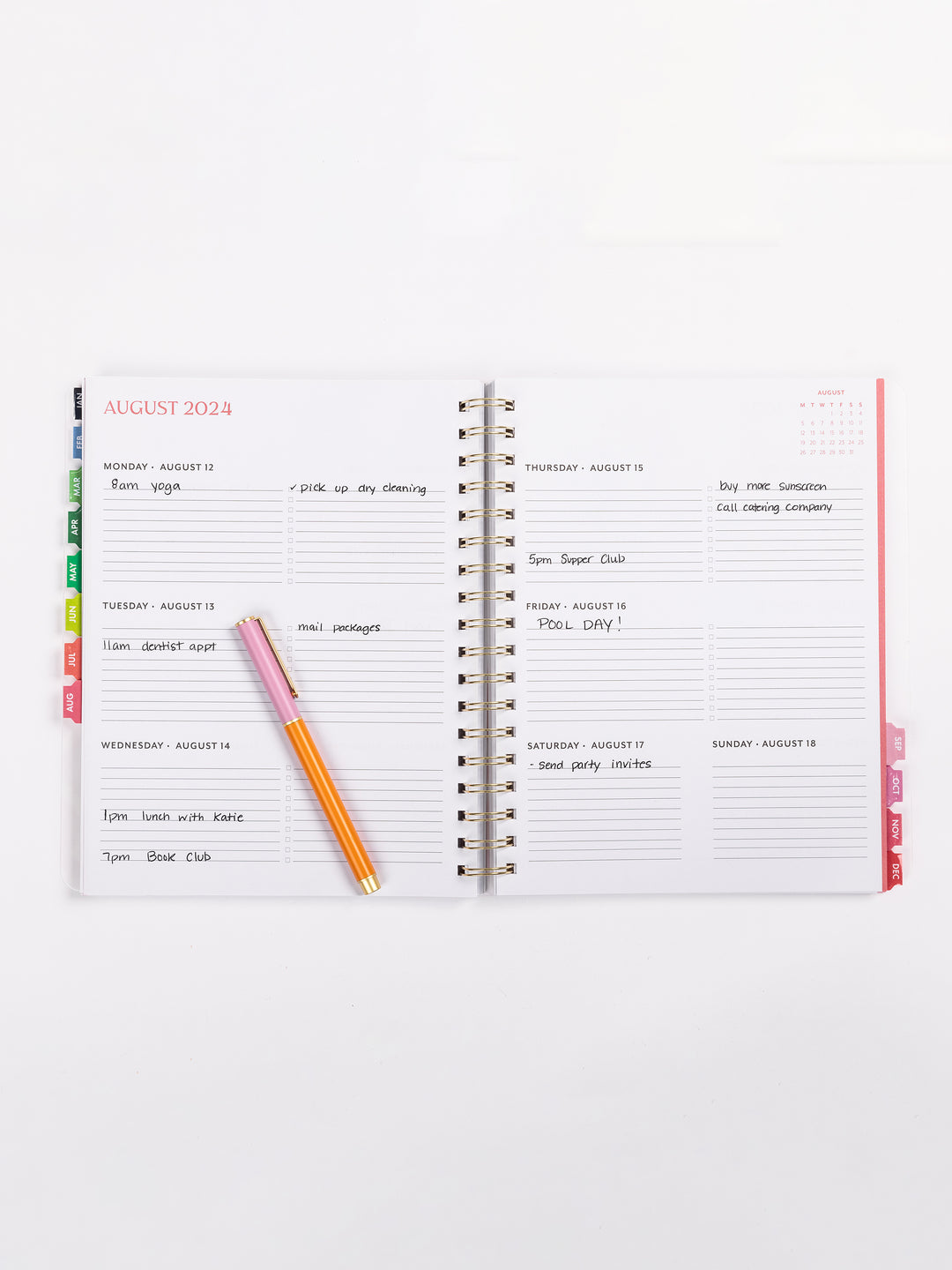 2024 Spiral Weekly Planner | Town Square Pink & Green